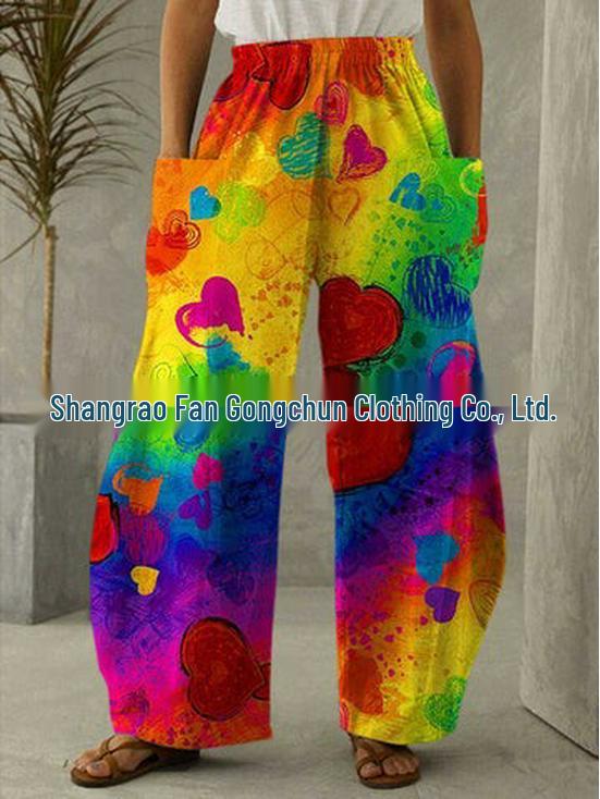 

Women s Ethnic Series Wide-Leg Fitness Sports Pants XL