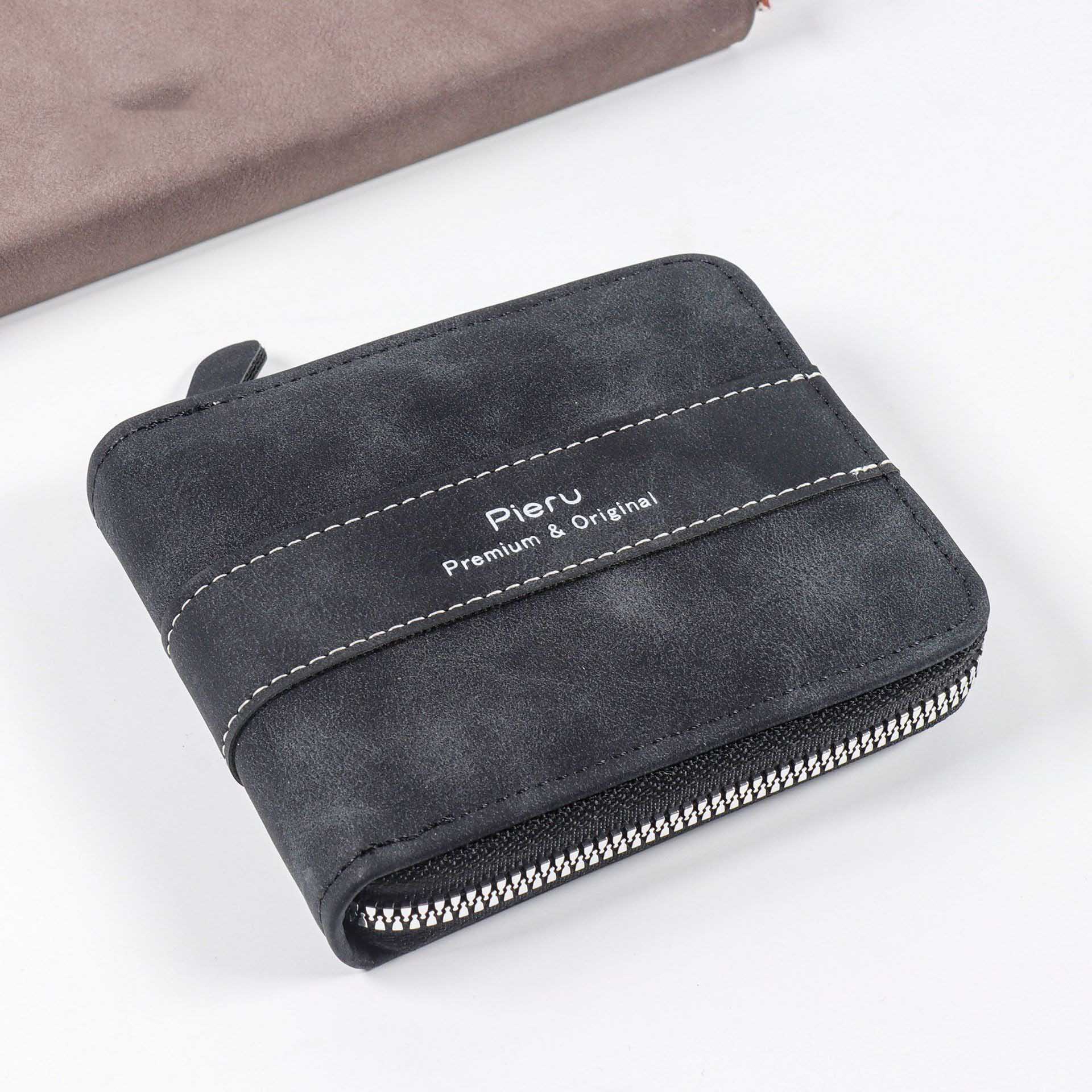 

Ретро кожаный кошелек на молнии Мужской горизонтальный многослотовый держатель для карт Многофункциональный бизнес зажим для денег Мужской кошелек для монет Клатч