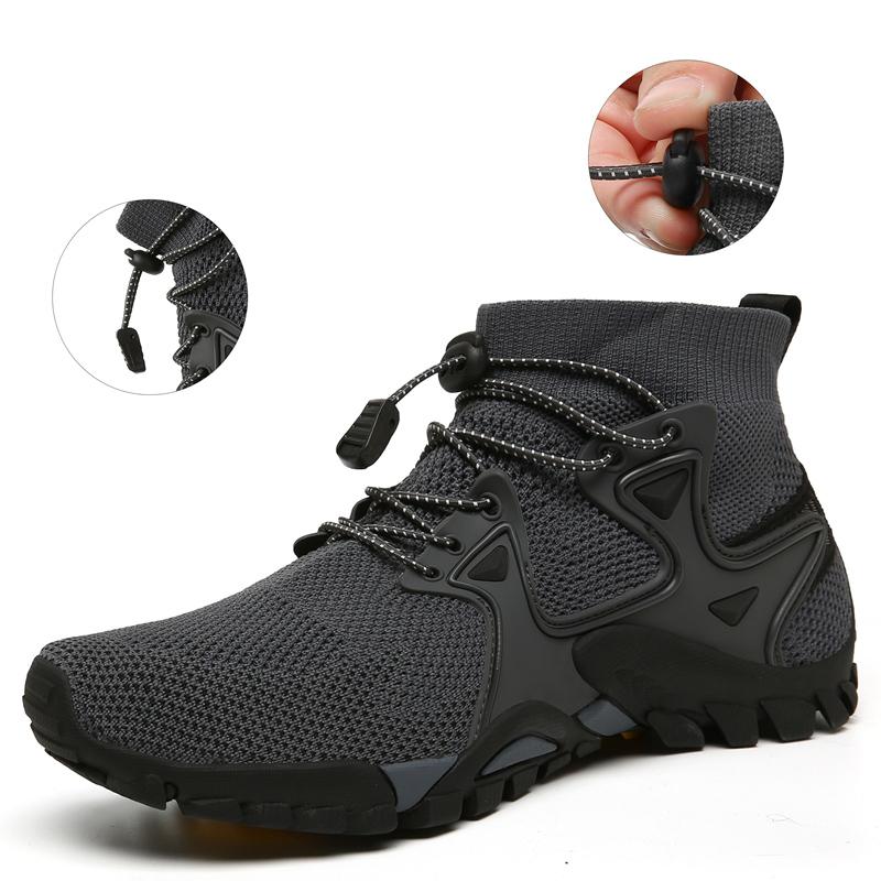 Hiking Boots Mens Outdoor Athletic Sports Trail Running Shoes High-Top Barefoot Upstream Water ShoesTrekking Climbing Sneakers