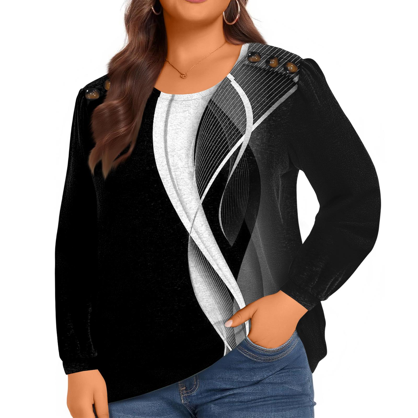 

Ladies Elegant Button Up Plus Size Women s Long Sleeved Top XXXXXL
