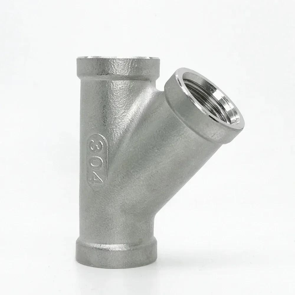 1/4" 3/8" 1/2" 3/4" 1" 1-1/4" 1-1/2" 2" BSP Female Y Shape 3 Ways Connector Coupler Splitter 304 Stainless Steel Pipe Fitting