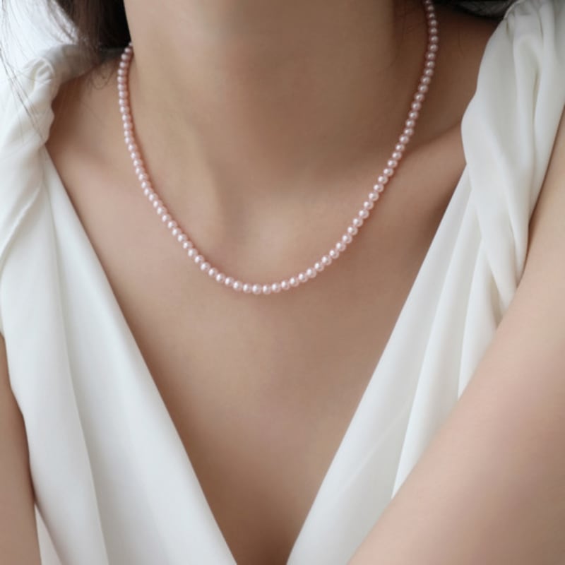 

NOCTURN CRYSTAL CORE BABY PINK PEARL NECKLACE (2size) 4mm