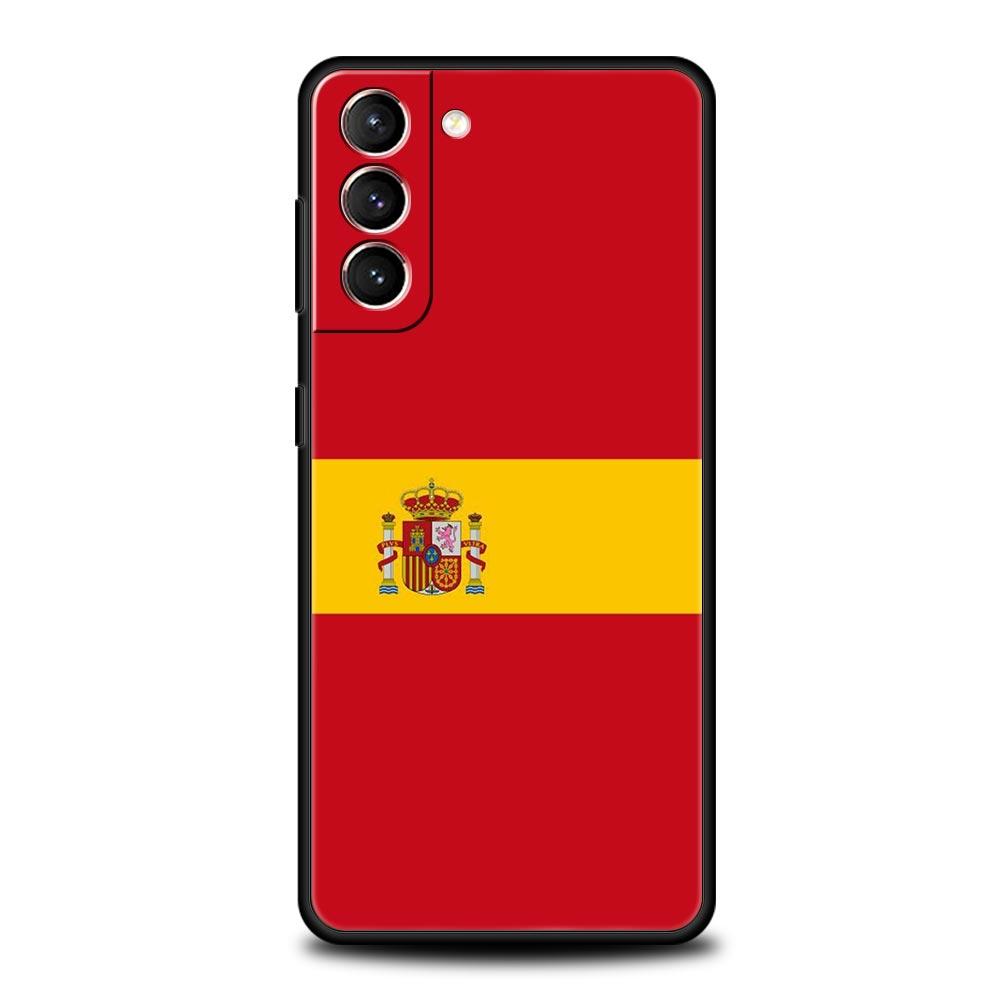 Soft TPU Phone Case For Samsung Galaxy S25 S24 S23 S22 S21 Ultra S20 FE 5G S10 S10E Plus Spain Bull Flag Black Cover