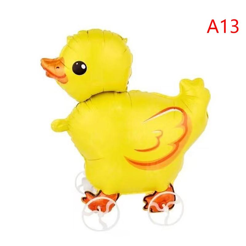 4D Cartoon Foil Balloons Elephant Stand Walking Balloon With Wheel For Kids Birthday Party Decoration Baby Shower