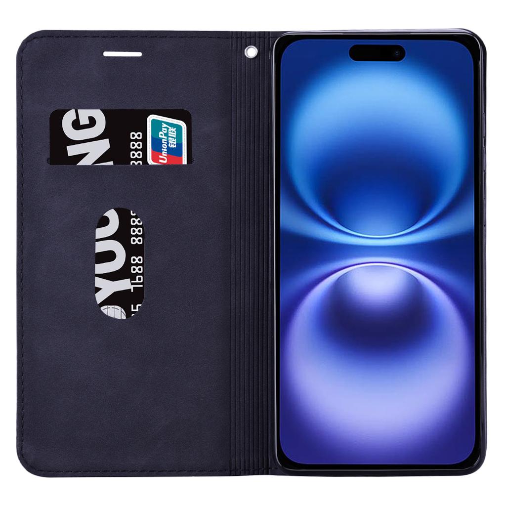 For iPhone 16 Case Business Style Magnetic Closure Leather Phone Cover with Strap