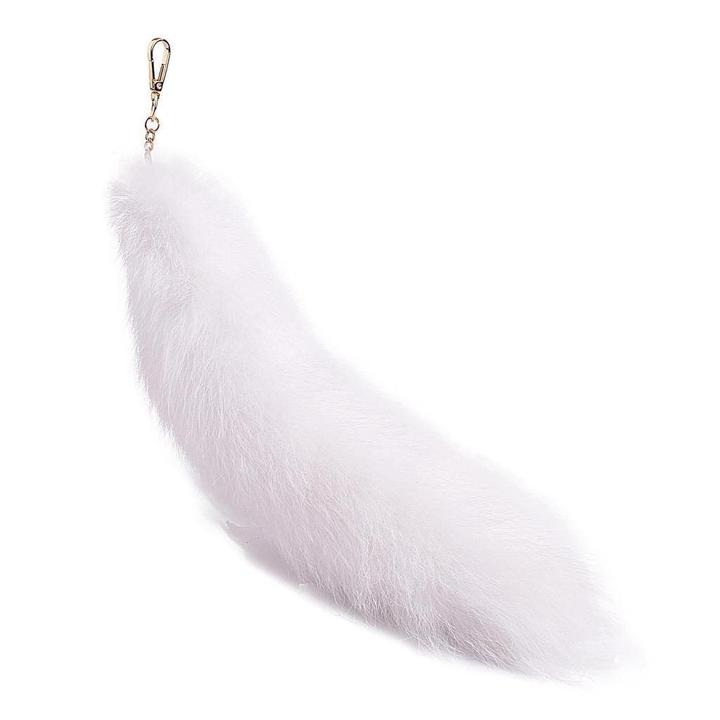 Silver Blue Real Fox Fur Pendant Charm - Women's Bag Accessory & Car Keychain