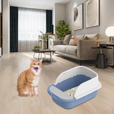 Bac à Litière pour Chat Bac à Litière Semi-fermé Facile à Nettoyer Anti-éclaboussures pour Fournitures de Voyage