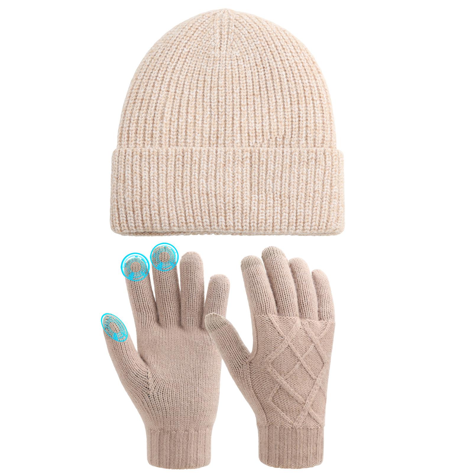 

Осенне-зимний комплект из двух предметов: шапка и перчатки для женщин, плюс бархатные вязаные перчатки с сенсорным экраном, корейский студенческий стиль, защита от холода, вязаный набор шапки