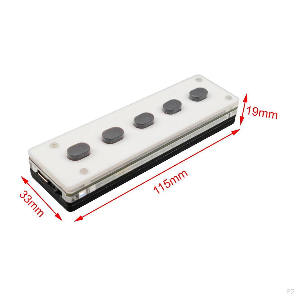 Mini 5 Keys Programmable Keypad Acrylic Shell Cordless Gaming Keyboard for Production Line Testing