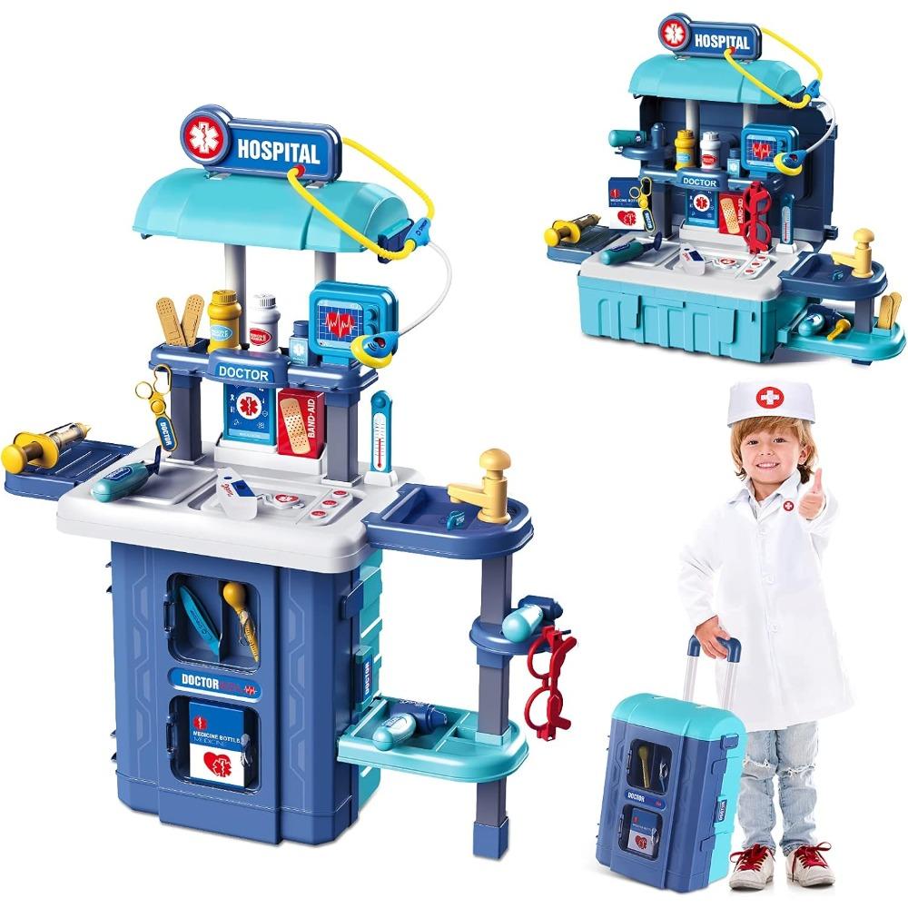 Bai Fen Bai Dolls And Toys Boys 3 In 1 Toy Doctor Kit Pretend Play Medical Set Suitcase Playset Role Play Stethoscope & Medical Tools Toys For Kids Girls