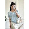 Summer Single-button Knitted Short-sleeved Cardigan for Women, Loose-fitting and Slimming, Unique Small Top