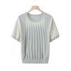 Fashionable Summer Ice Silk Short Sleeve Knit T-shirt for Middle-aged & Plus Size Women