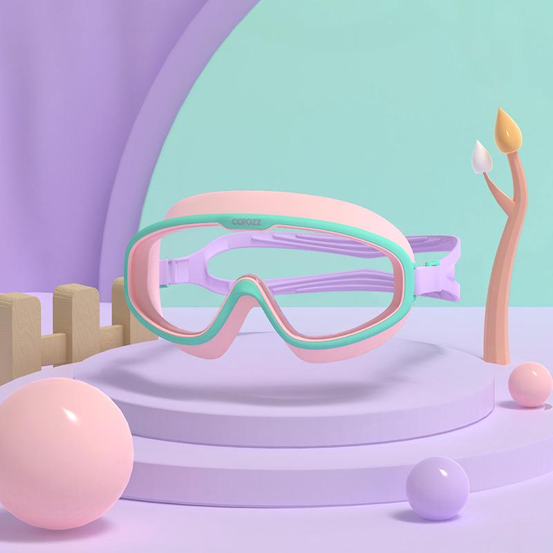 Kids Swimming Goggles Waterproof Adjustable Silicone Child Swim Glass Anti-fog UV Protection Big Frame Eyewear with Case