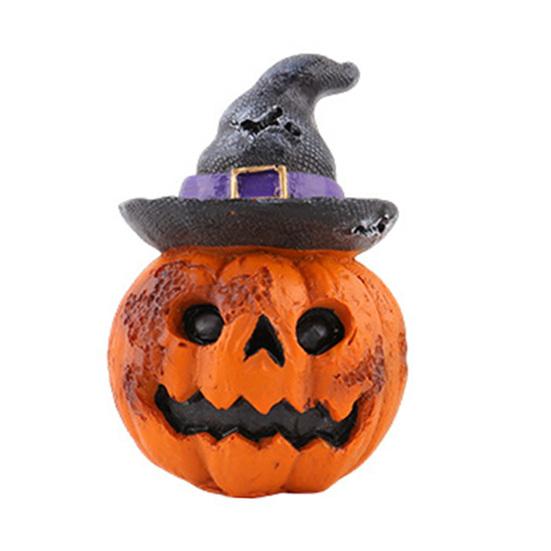 Small Halloween Statues for Shelves Resin Figurine, Spooky Skeleton Pumpkin Ghost Statue Home Accents Tiered Tray, Tabletop, Shelf, Indoor Kitchen