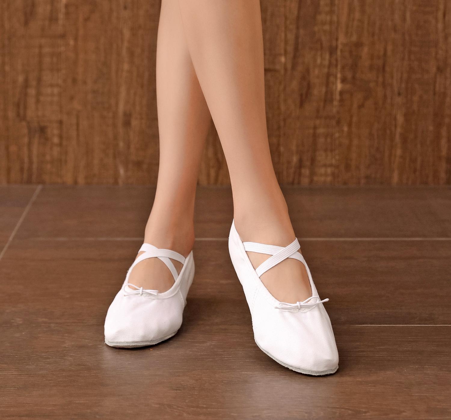 

Fashion New Teachers High-heeled Lace-up Ballet Shoes with Soft Soles for Non-slip Training, Modern Indoor Dance Shoes 34 белый