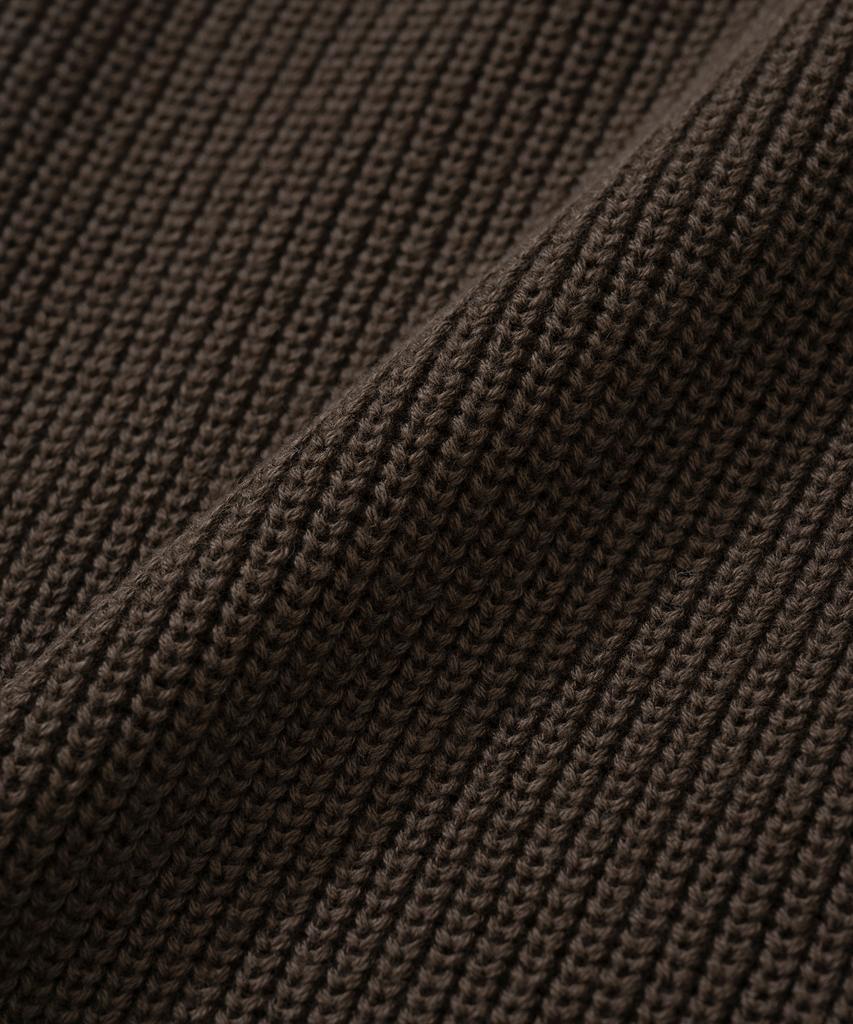 Knitted [Knitted X Fashion Planet] Cotton Waffle Round Cardigan Brown