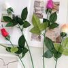 Künstliche Rosenknospen mit langem Stiel 45 cm Kunstseide Realistische Rose mit Blättern für DIY-Sträuße Hochzeitsfeier