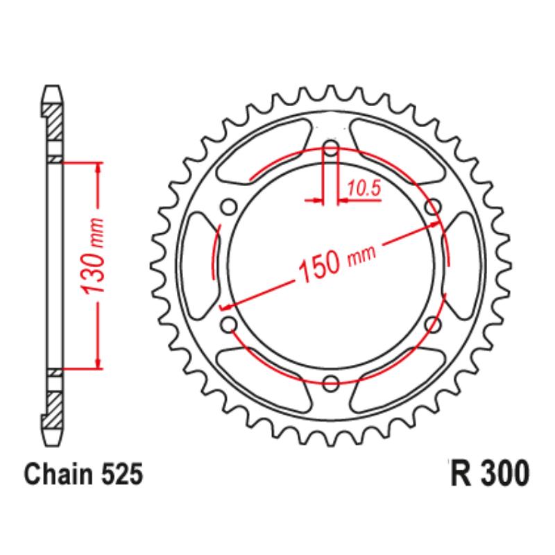 525 Motorcycle Rear Sprocket For Yamaha TRX850 96-00 TDM900 02-13 FZ8N FZ8S FZ8 NA SA 10-15 39T-49T