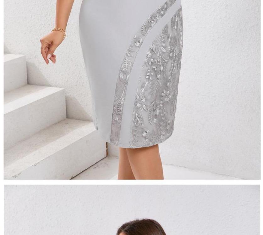 Dámské koktejlové šaty plus size slim s vyšívanou krajkovou stříží