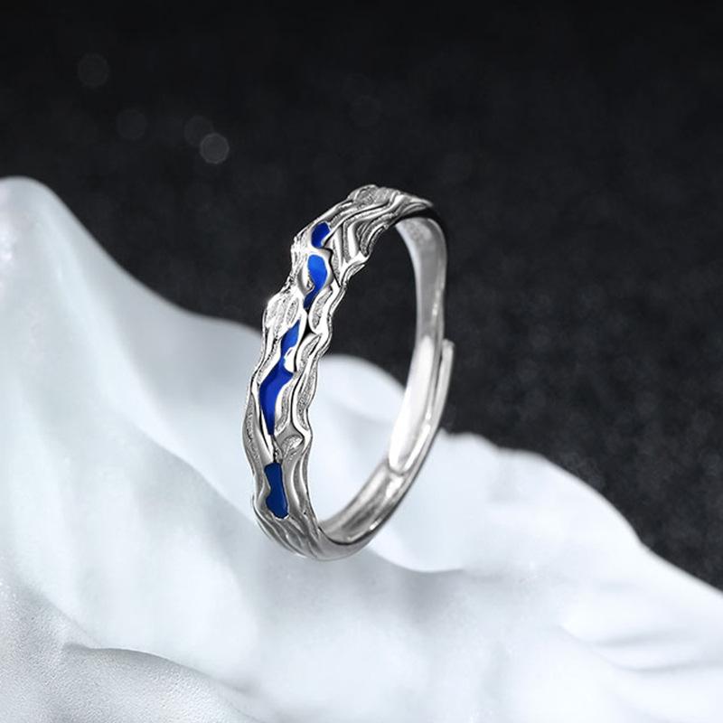 Original Sea Withered Rocks Rotten Couple Ring Niche Design High-end Ring Valentine's Day Gift