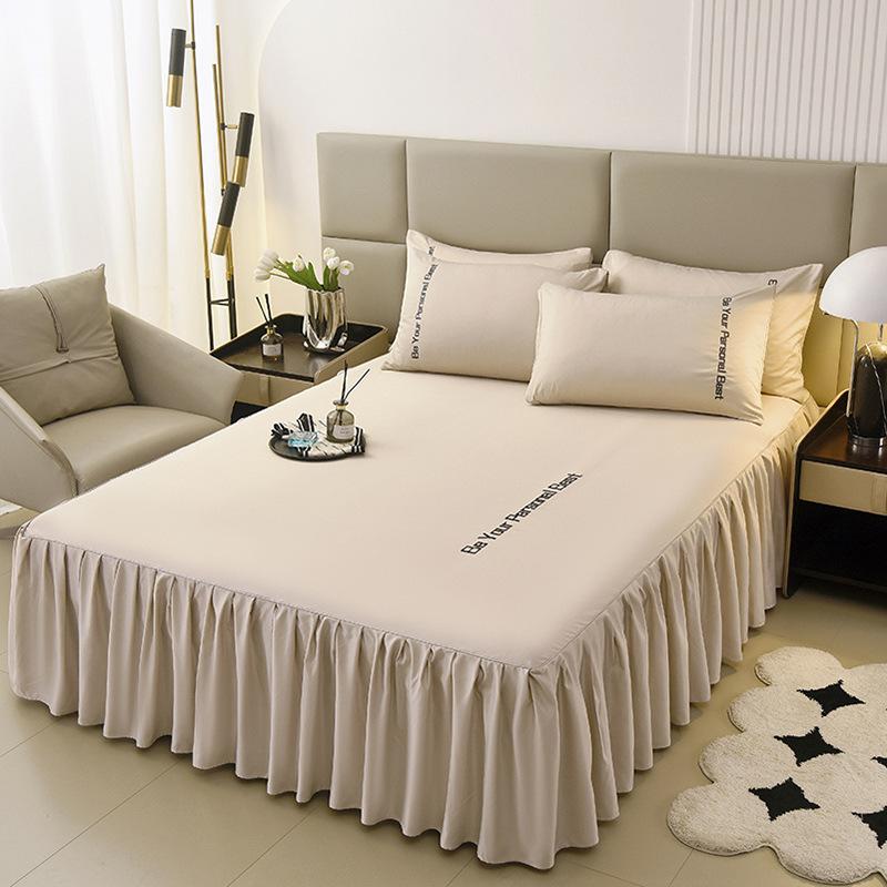 3PCS Elegant Bed Skirt - Breathable & Machine Washable, Drapey Design for Modern Minimalist Bedrooms, Scandinavian Style Apartment & Hotel Rooms