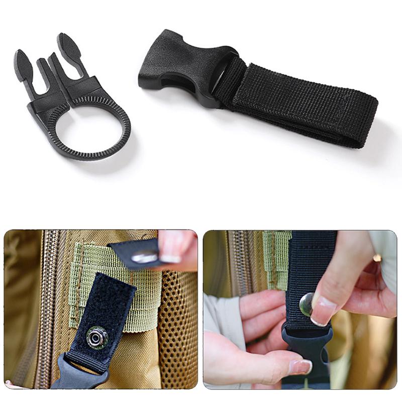 Molle Buckle Water Bottle Carabiner Clip Webbing Strap Attachment Belt Backpack Hanging Keychain for Camping Hiking