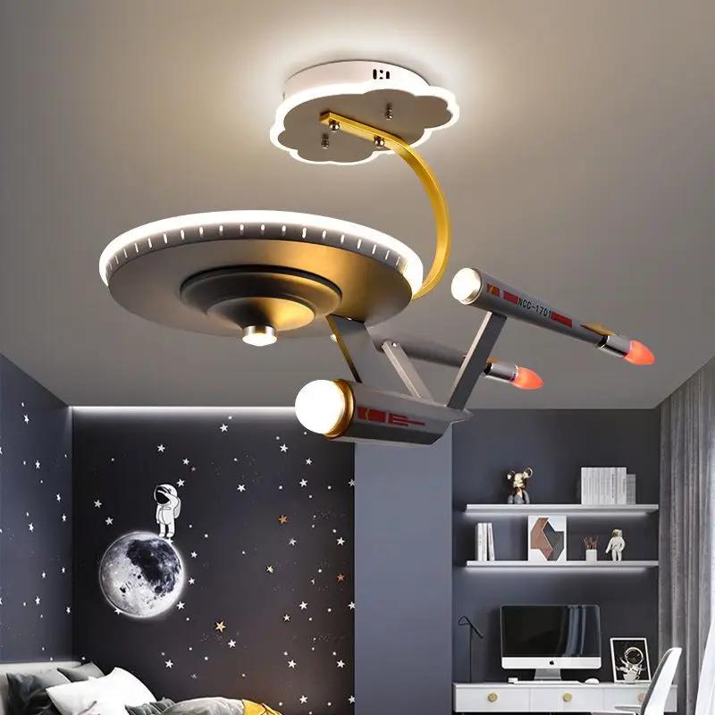 Kids Room Lights Boys Bedroom Light Ceiling Lights Creative Star Trek Spaceship Model Lights Boys Room Light