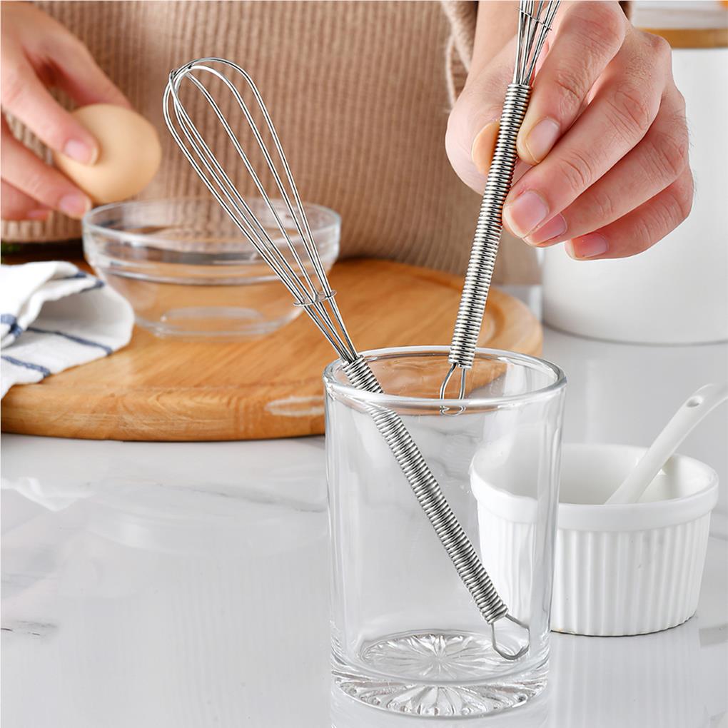Egg Beater Eggs Mixer Hand-operated Food-grade Beat Whisks All-in-one Design Spring Handel with Small Hook Hole Cooking Supplies