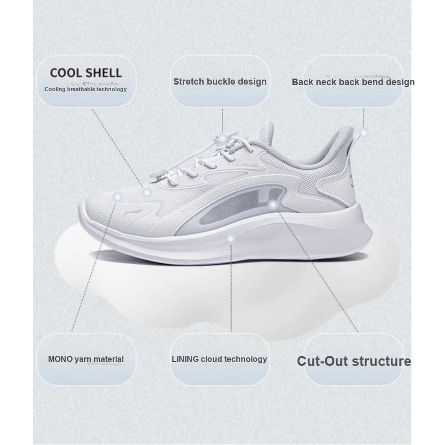 Li Ning Youth  Childrens Non-Slip Wear-Resistant Sports Casual Shoes Kids Sneakers Standard-White YKCT078-3