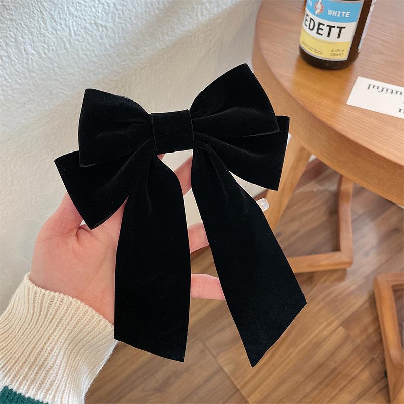 

Fashion Red Black Bow Hair Clip for Women Korean Design Long Tassel Ribbon Bow Spring Clip Hairpins Girls New Year Headwear