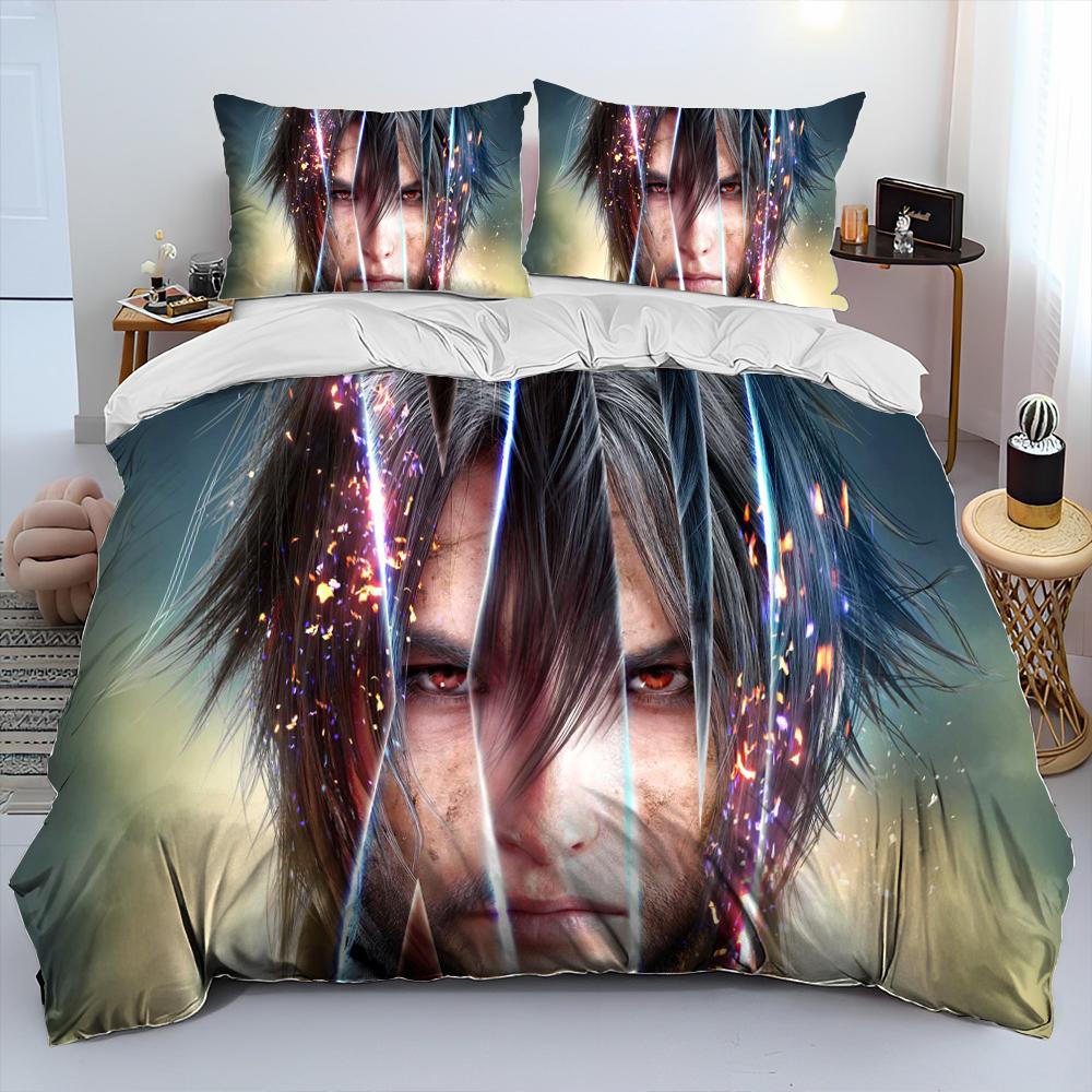 Final Fantasy Series Games Cartoon Comforter Bedding Set,Duvet Cover Bed Set Quilt Cover Pillowcase,king Queen Size Bedding Set