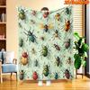 1pc 1-Color Suitable for All Seasons Insect-Themed Throw Blanket - Soft Flannel Bedspread with Bug Print, Machine Washable Bedspread Suitable for Room