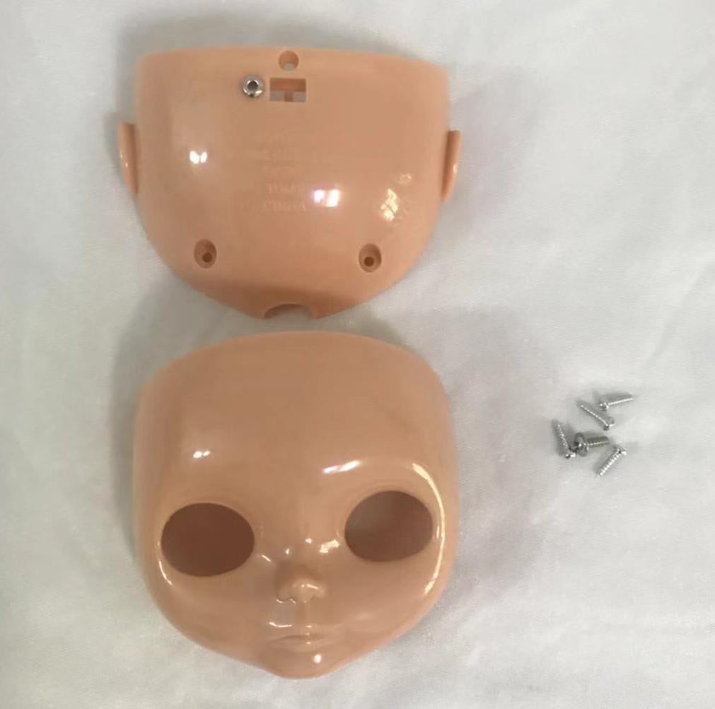 Blyth Doll Face Plate for diy blyth makeuo Including Back Plate and Screws White Black tan Skin Doll Makeup practice face shell