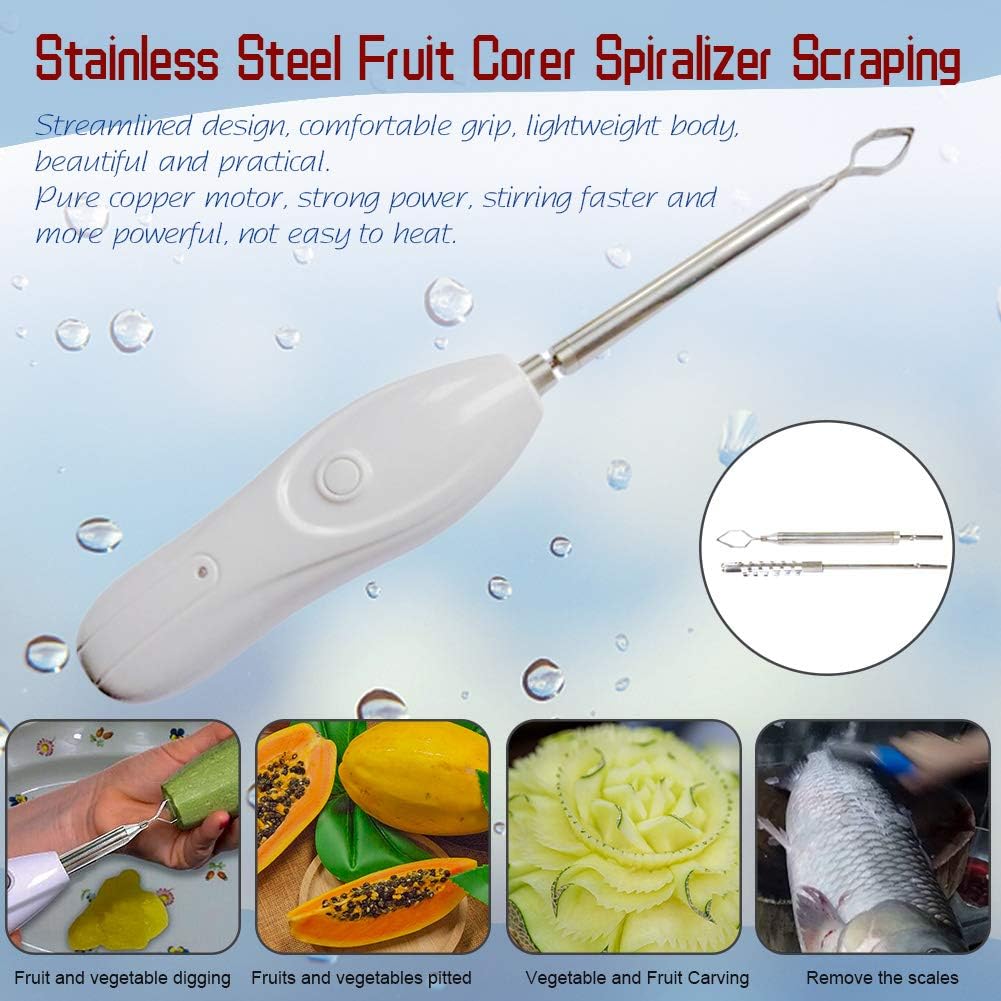 Electric Vegetable Corer Kitchen Drill,Stainless Steel Scraping Scale Machine Fruits Veggies Carving Tool & Seed Remover