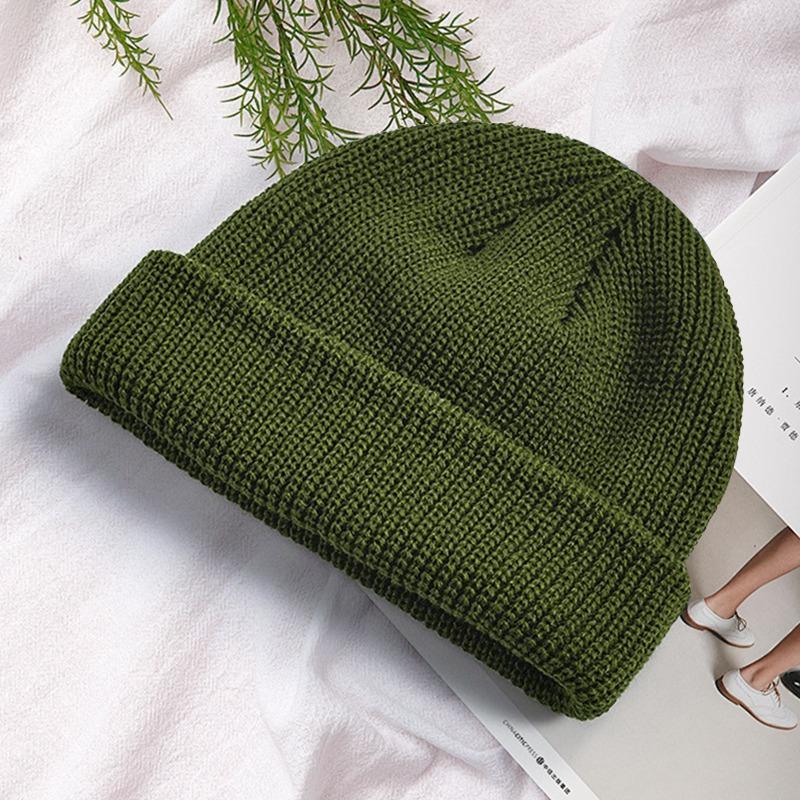 Autumn and winter versatile knitted melon fur hat solid color knitted hat warm damp wool hat