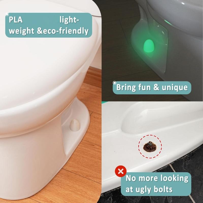 4pcs Decorative Luminous Toilet Bolt Cover Caps Easy Installation and Night Visibility Universal for Campers Trailer