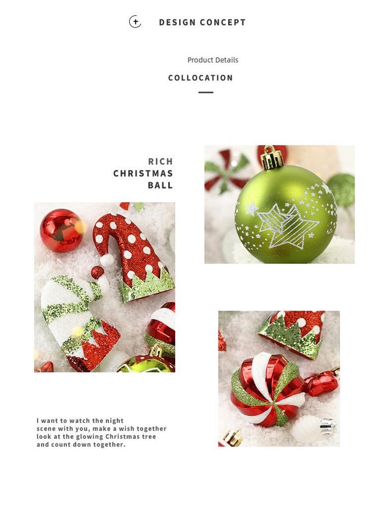 50-Piece Painted Christmas Ball Ornament Set for Tree Decorations