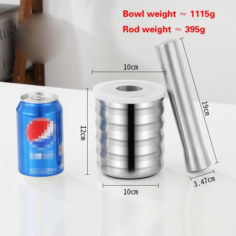 304 Stainless Steel Garlic Masher Stone Mortar Garlic Mortar Mashing Tank Household Tamping Medicine Ramming and Grinding