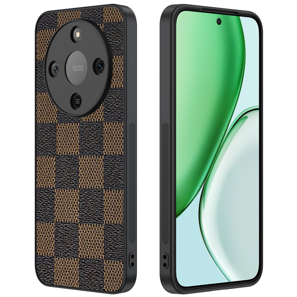 Applicable to Honor X70 mobile phone case, plaid pattern lamb leather business all-inclusive, ultra-thin Magic8Lite protective case honor x70 коричневый