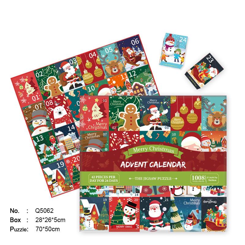 Christmas Jigsaw Advent Calendar for Kids 1008pcs 24 Days DIYChristmas Surprise Countdown Theme Festival Party Favor for Gifts