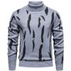 New Popular Autumn Winter Irregular Jacquard Pattern Sweater Casual Turtleneck Knitted Contrast Color Knitted Mens Pullover