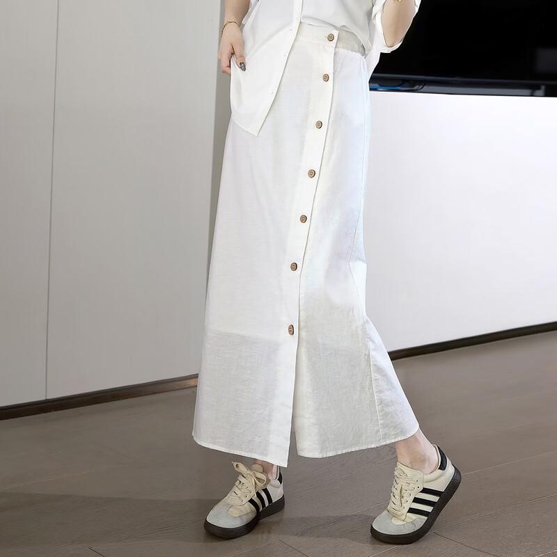 Women's Linen Blend High-Waisted Straight Skirt