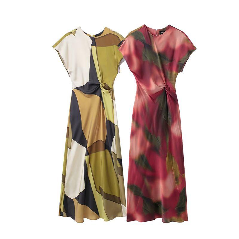 Women's New Fashion Silk Satin Texture Midi Skirt Dress