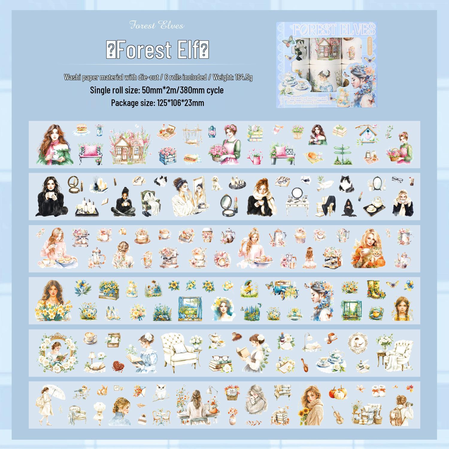 ZABC Phantom Butterfly Realm Decorative Tearable Tape for Journals and DIY Collage, Boxed Set with 2 Styles Available.