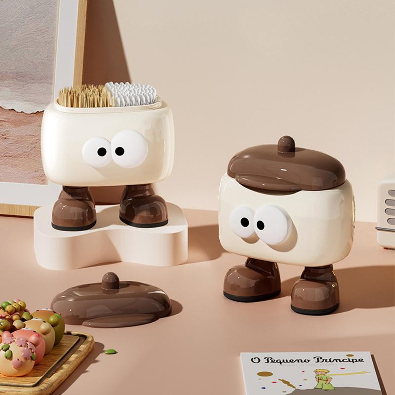 Kreativer Wattestäbchenhalter mit Deckel Wattestäbchenbox Baumwollpads Halter Make-up Organizer Aufbewahrungsbox Wattestäbchen Spender Zahnstocherbox