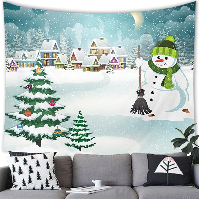 

С Рождеством мультфильм снеговик трансграничный гобелен настенный 100x75cm