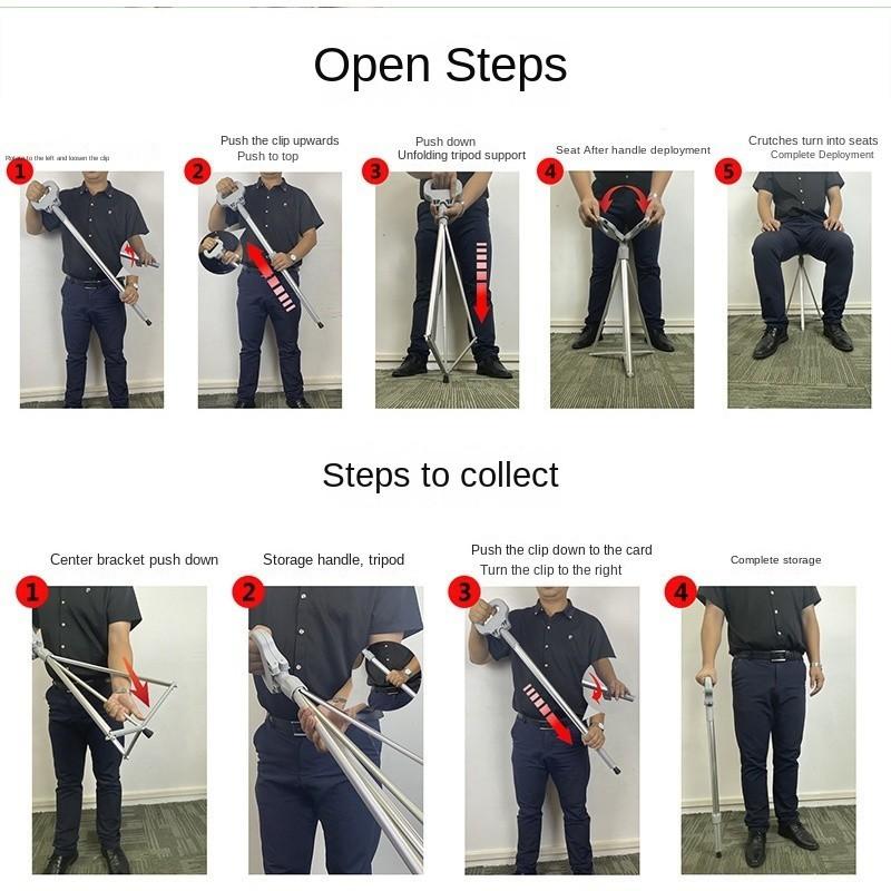 Multifunctional Cane Stool Crutch Chair Foldable Elderly Walking Stick Stool Portable Trekking hiking Walking Stool