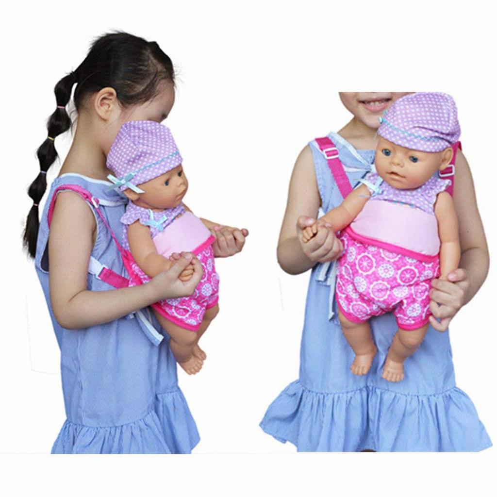Baby Plush Carrier Backpack Doll Accessories Front/Back Carrier With Straps Fits 15 To 18 Inch Dolls
