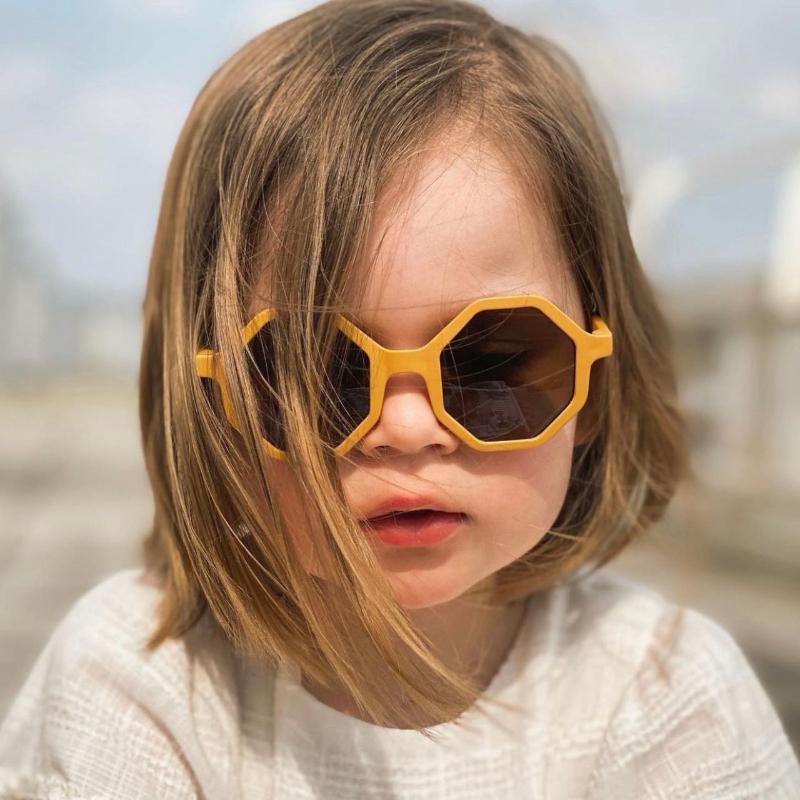 Striped Polygon Frame Kids Sunglasses Outdoor Boys Girls Sun Protection Uv400 Sun Glasses Baby Summer Travel Goggle Shades