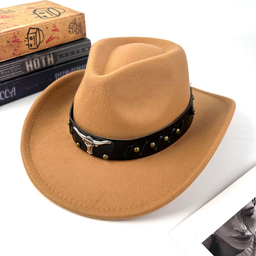 Cowboy Hat Western Cowboy Top Hat Tibetan Jazz Hat Travel Shade Big Brim Rolled Brim Hat